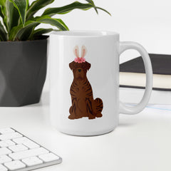 Brindle Cane Corso Happy Easter Bunny White Ceramic glossy mug gift for Cane Corso Owner Lover