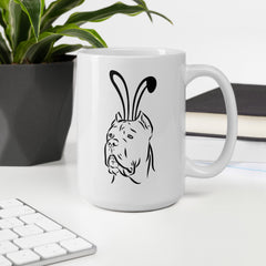 Cane Corso Outline Happy Easter Bunny White Ceramic glossy mug gift for Cane Corso Dog Owner Lover