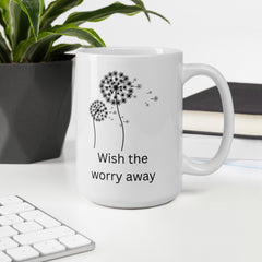 Dandelion Seeds Wishes Ceramic White glossy mug gift for someone who has worries