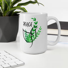 Peace Dove Olive Branch White ceramic glossy mug for Christian Noahs Ark Bible story