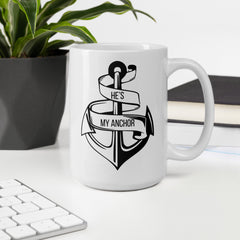 Jesus He's my Anchor Ceramic White glossy mug gift for Christian or Easter