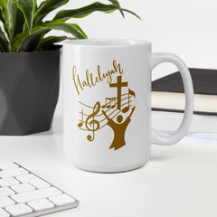 Hallelujah Church Choir Ceramic White glossy mug gift for someone who sings in Church