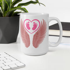 Pink Angel Wings Ceramic White glossy mug Baby Girl Loss Loss of Child Miscarriage