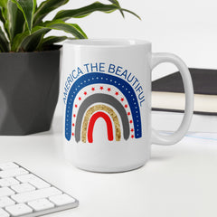 America the Beautiful Ceramic White glossy mug with handle