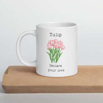 Victorian Flower Language Tulip Declare your Love White Ceramic Mug for someone you love