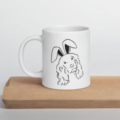 Spaniel Happy Easter Bunny White Ceramic glossy mug gift for Easter Spaniel Dog Lover