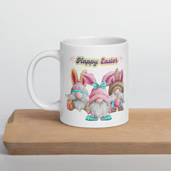 Easter Gnomes Happy Easter Bunny Ceramic White glossy mug gift for Easter gift for someone who loves gnomes