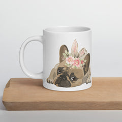 French Bulldog Happy Easter Bunny White Ceramic glossy mug gift for French Bulldog dog lover