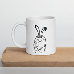 Cane Corso Outline Happy Easter Bunny White Ceramic glossy mug gift for Cane Corso Dog Owner Lover