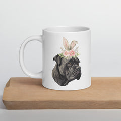 Black Cane Corso Happy Easter Bunny White Ceramic glossy mug gift for Cane Corso Owner Lover