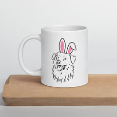 Australian Sheppard Easter Bunny White Ceramic glossy mug gift for aussi sheppard dog lover