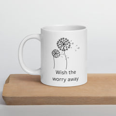 Dandelion Seeds Wishes Ceramic White glossy mug gift for someone who has worries