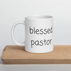 Blessed Pastor Ceramic White glossy mug gift for church pastor