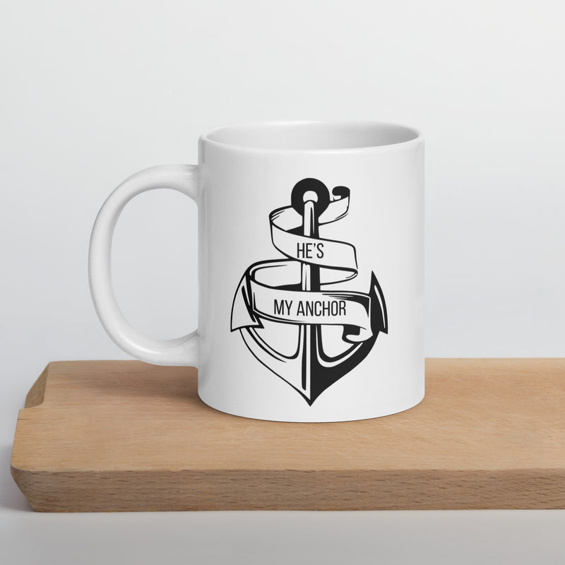 Jesus He's my Anchor Ceramic White glossy mug gift for Christian or Easter