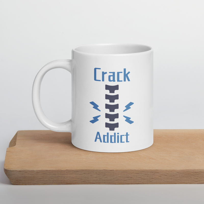 Crack Addict ceramic White glossy mug gift for chiropractor