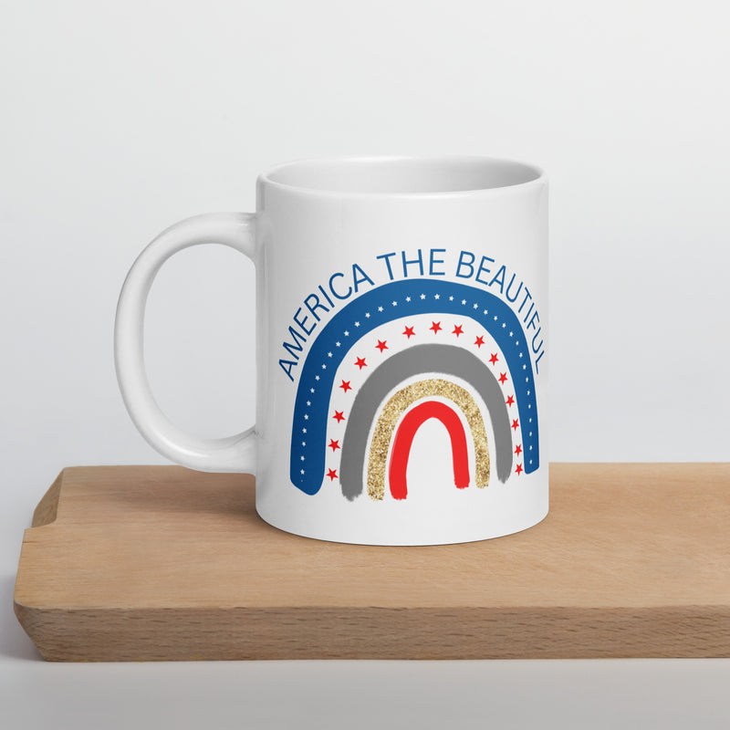 America the Beautiful Ceramic White glossy mug with handle