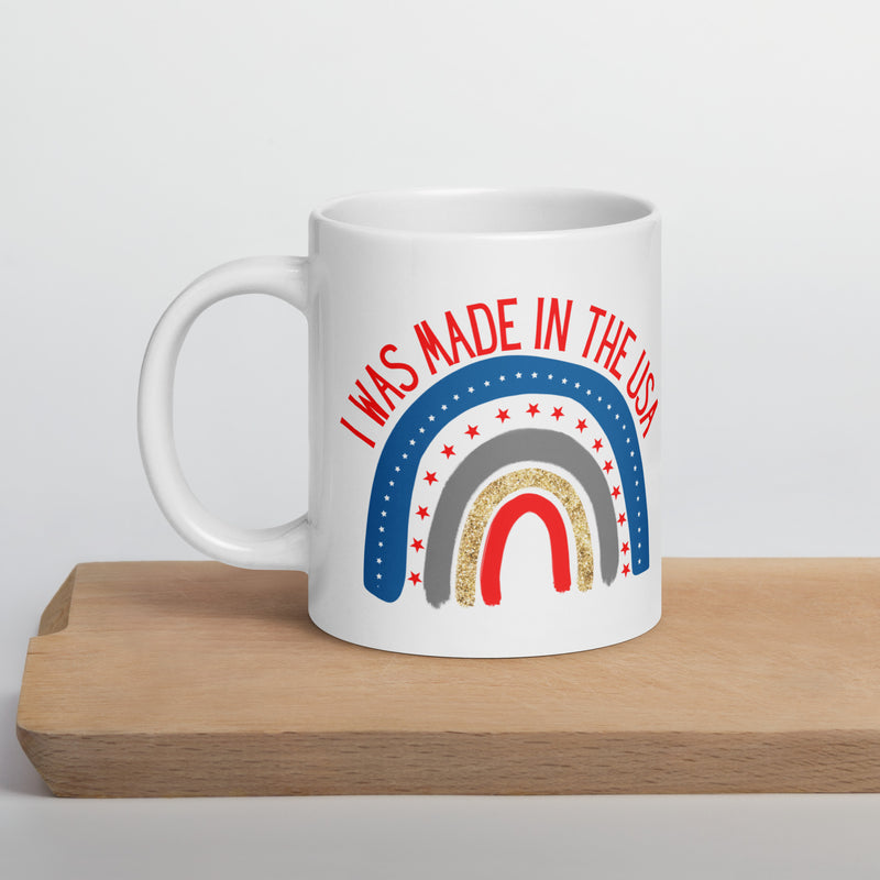 Patriotic Made in America Ceramic White glossy mug with handle