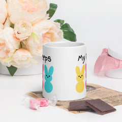 My Peeps Bunny Easter White Ceramic glossy mug gift for Easter gift for friends