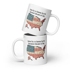 Patriotic American From Sea to Shining Sea Ceramic White glossy mug with handle