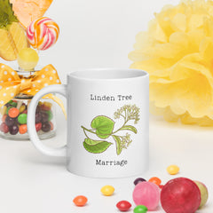 Victorian Flower Language Linden Tree Marriage White Ceramic glossy mug gift