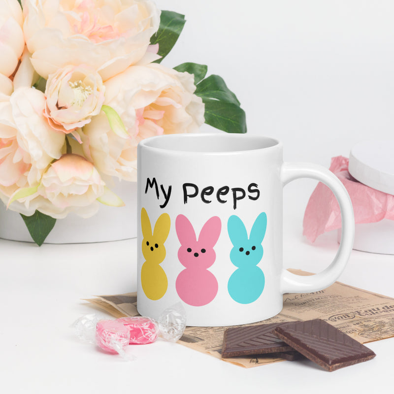 My Peeps Bunny Easter White Ceramic glossy mug gift for Easter gift for friends