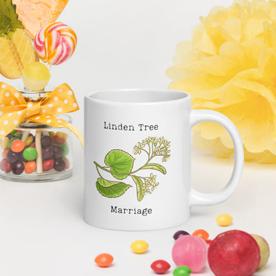 Victorian Flower Language Linden Tree Marriage White Ceramic glossy mug gift