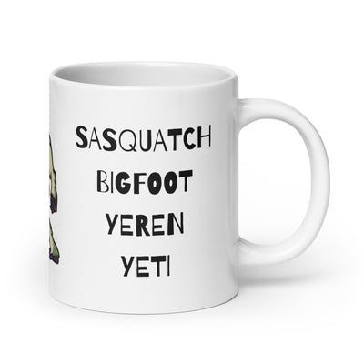 Sasquatch Bigfoot Yeren Ceramic 20oz White glossy mug