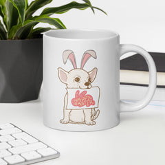 Chihuahua Happy Easter Easter Bunny Ceramic White glossy mug gift for Easter Chihuahua Dog Lover