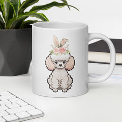 Toy Poodle Happy Easter Bunny White Ceramic glossy mug gift for Easter Poodle Dog Lover