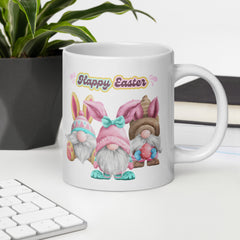 Easter Gnomes Happy Easter Bunny Ceramic White glossy mug gift for Easter gift for someone who loves gnomes