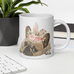 French Bulldog Happy Easter Bunny White Ceramic glossy mug gift for French Bulldog dog lover