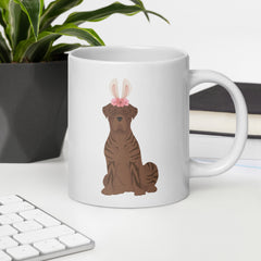 Brindle Cane Corso Happy Easter Bunny White Ceramic glossy mug gift for Cane Corso Owner Lover