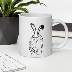 Cane Corso Outline Happy Easter Bunny White Ceramic glossy mug gift for Cane Corso Dog Owner Lover