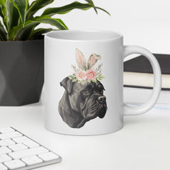 Black Cane Corso Happy Easter Bunny White Ceramic glossy mug gift for Cane Corso Owner Lover