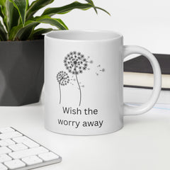 Dandelion Seeds Wishes Ceramic White glossy mug gift for someone who has worries