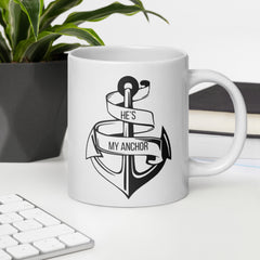 Jesus He's my Anchor Ceramic White glossy mug gift for Christian or Easter