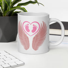 Pink Angel Wings Ceramic White glossy mug Baby Girl Loss Loss of Child Miscarriage