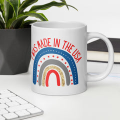 Patriotic Made in America Ceramic White glossy mug with handle