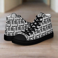 Black and White Piano Keys Women’s high top canvas shoes gift for Piano player music lover