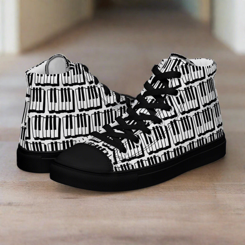 Black and White Piano Keys Women’s high top canvas shoes gift for Piano player music lover