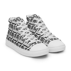 Black and White Piano Keys Women’s high top canvas shoes gift for Piano player music lover