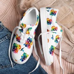 Artistic Watercolor Flowers Art Women’s lace-up canvas shoes