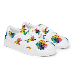 Artistic Watercolor Flowers Art Women’s lace-up canvas shoes