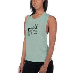 Witchy Vibes Sleeveless Scoop Neck Ladies’ Muscle Tank Top