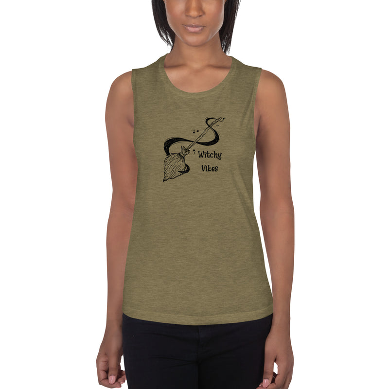 Witchy Vibes Sleeveless Scoop Neck Ladies’ Muscle Tank Top