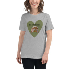 Funny T-shirt Best Tortie Mom Heart Tortoise Women's Relaxed T-Shirt for someone who loves tortoises turtles Valentine's Day Mother's Day