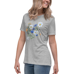 Pressed Blue Meadow Flowers Women's Relaxed T-Shirt gift for florists, gardeners or Mother's Day