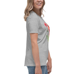 Pressed Red Poppies Flowers Women's Relaxed T-Shirt gift for Rememberance Day Veterans Day, gardener, florist Mother's Day