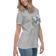 Pressed Blue Meadow Flowers Women's Relaxed T-Shirt gift for florists, gardeners or Mother's Day