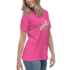 Pressed Pink Meadow Flowers Women's Relaxed T-Shirt gift for gardeners, florists or Mother's Day